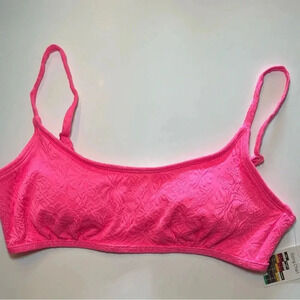 No Boundaries pink bikini top with flower pattern L (11-13) padded new